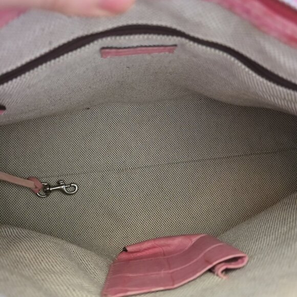 Dooney & Bourke Pink Croc Embossed Leather Satchel Nile Collection Vintage - Picture 4 of 16